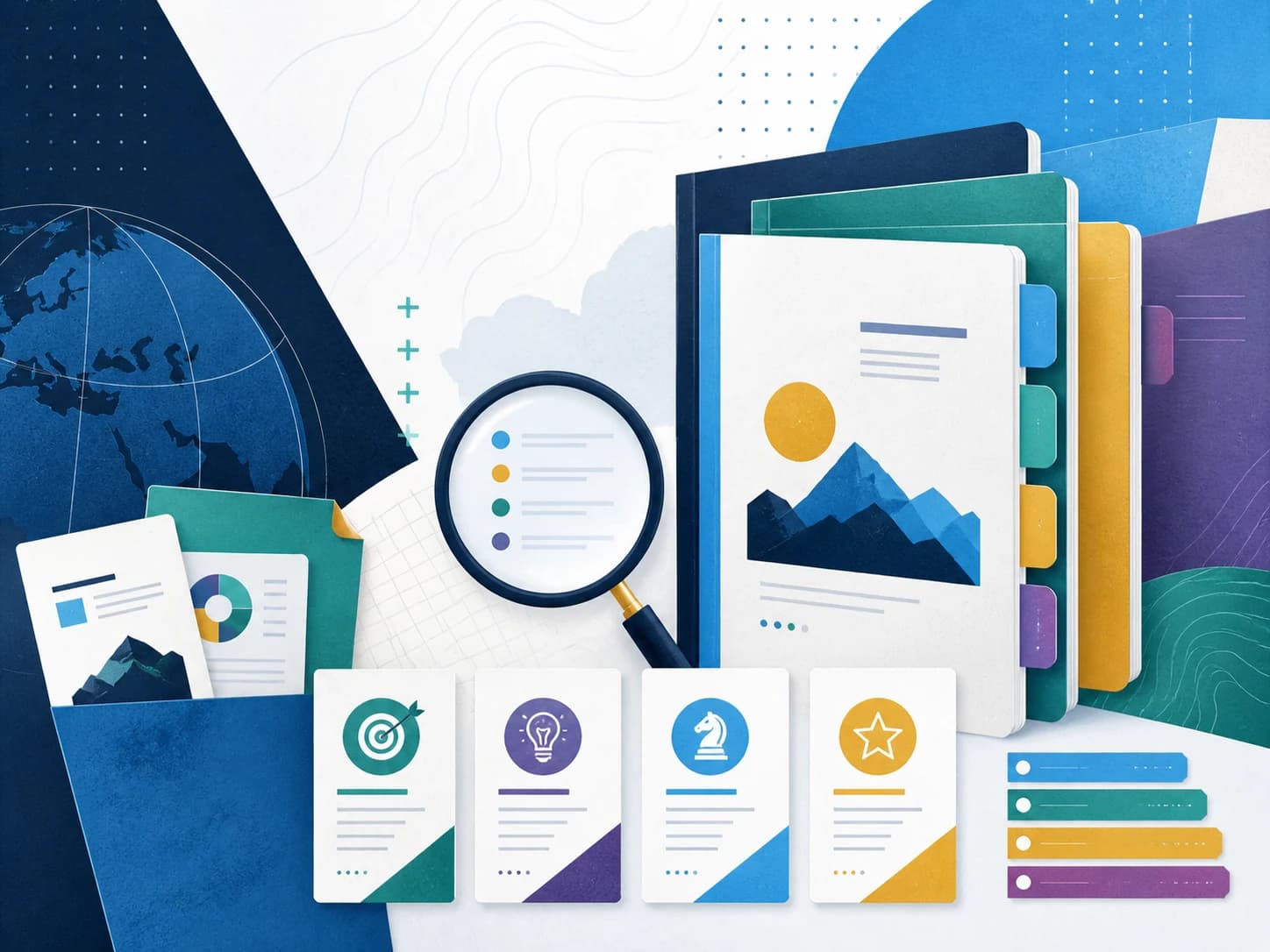 Layered editorial illustration of free preparation guides, study tools, and a clear path forward.