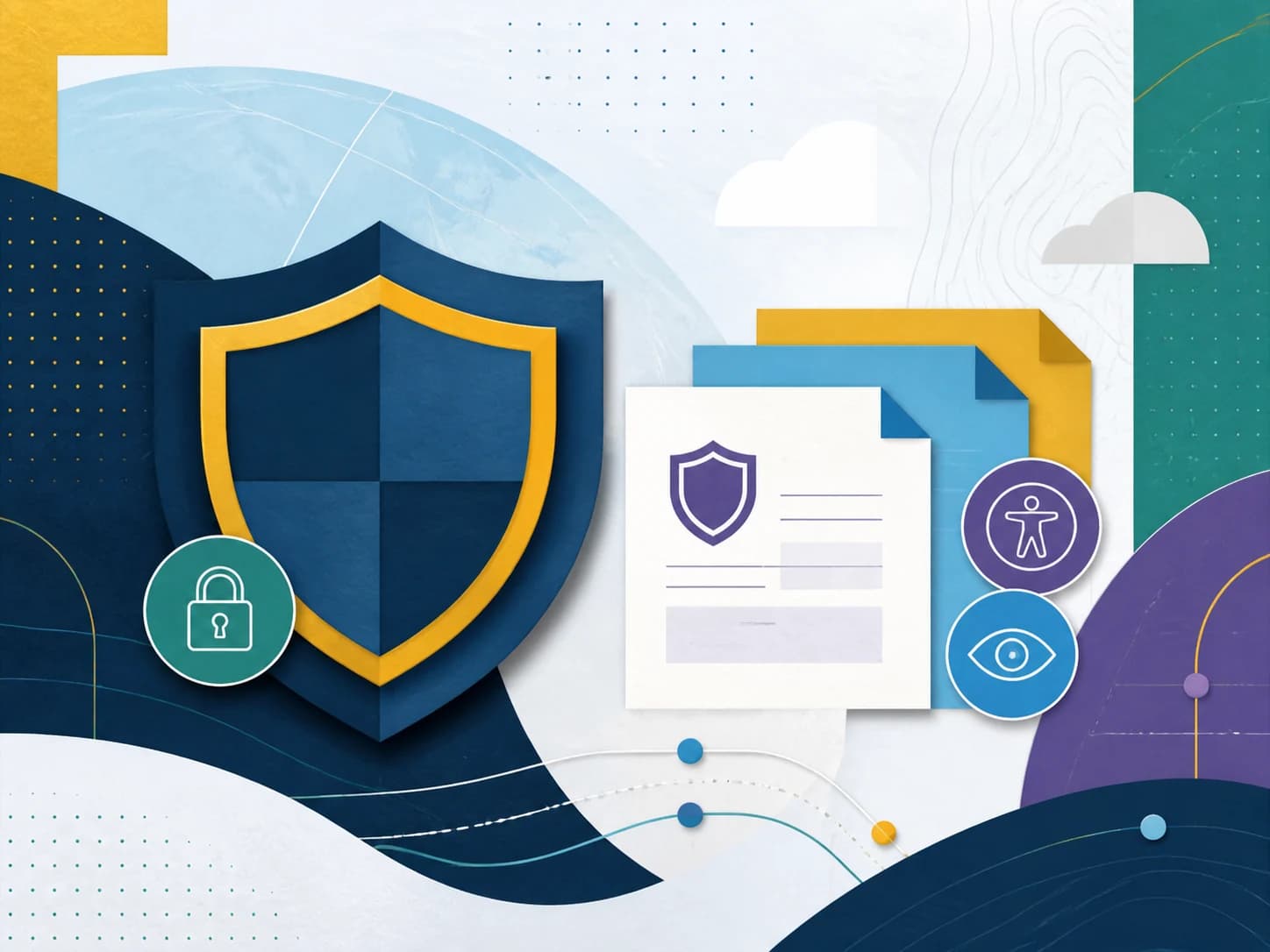 Editorial illustration representing student privacy, accessibility, and responsible technology.